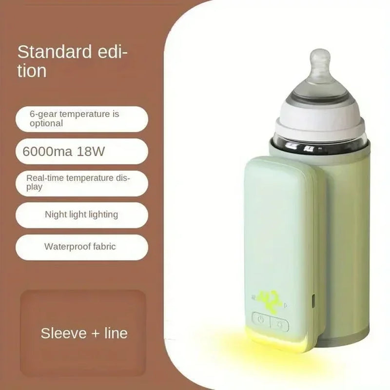 Rechargeable Baby Bottle Warmer 6Levels Temperature Adjustment with Temperature Display Breast Warmer Sleeve Feeding Accessories